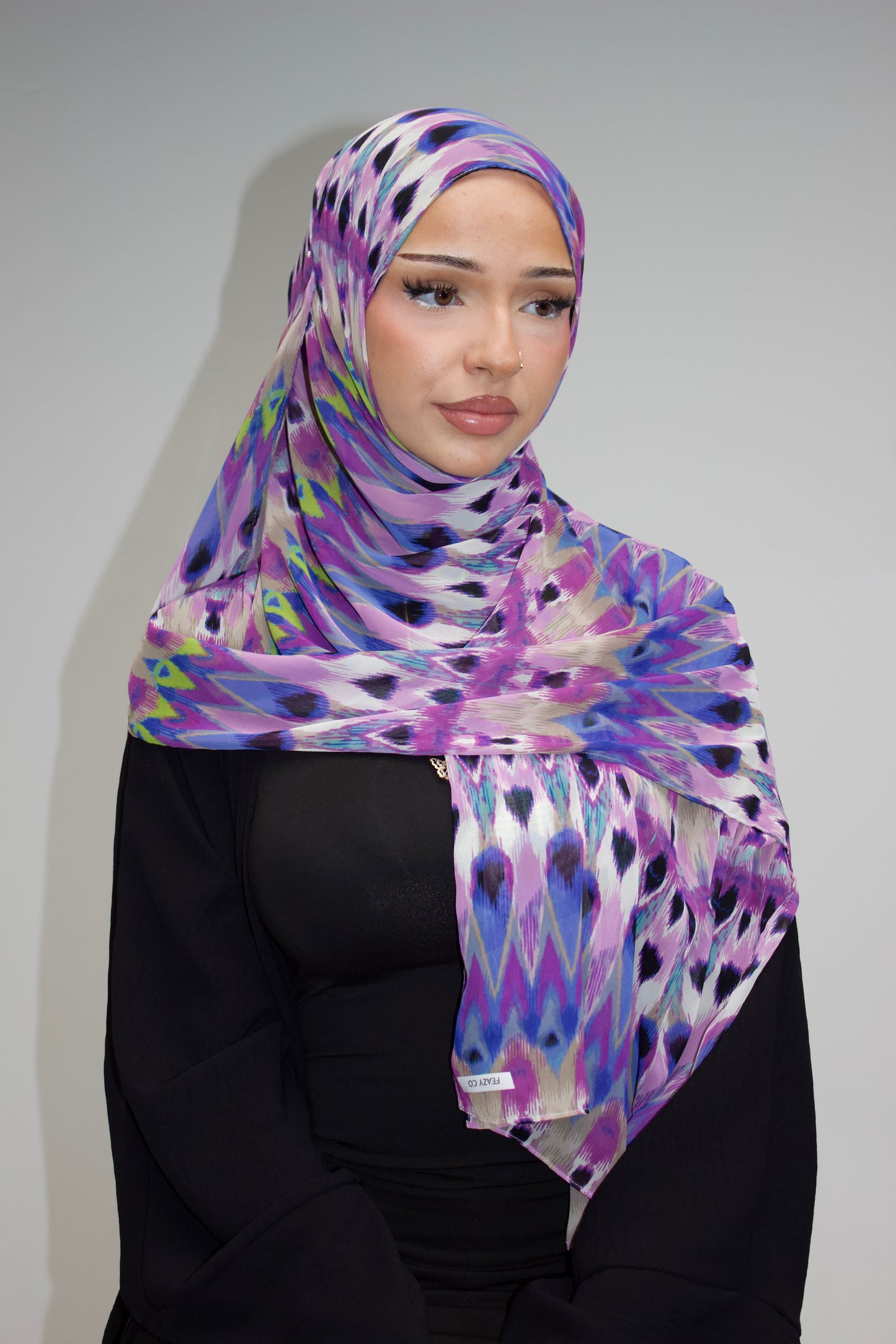 Peacock Printed Chiffon Scarf