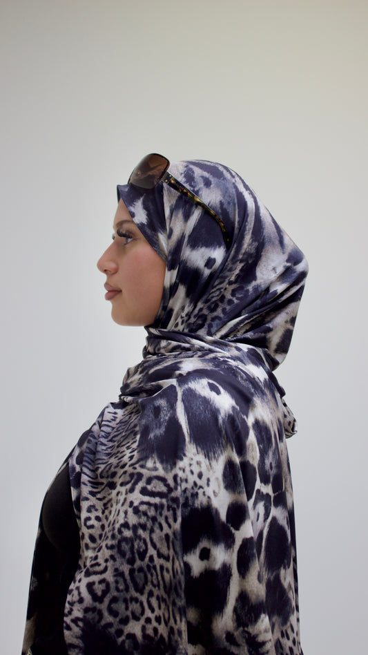 Midnight Jersey Cheetah Print Scarf