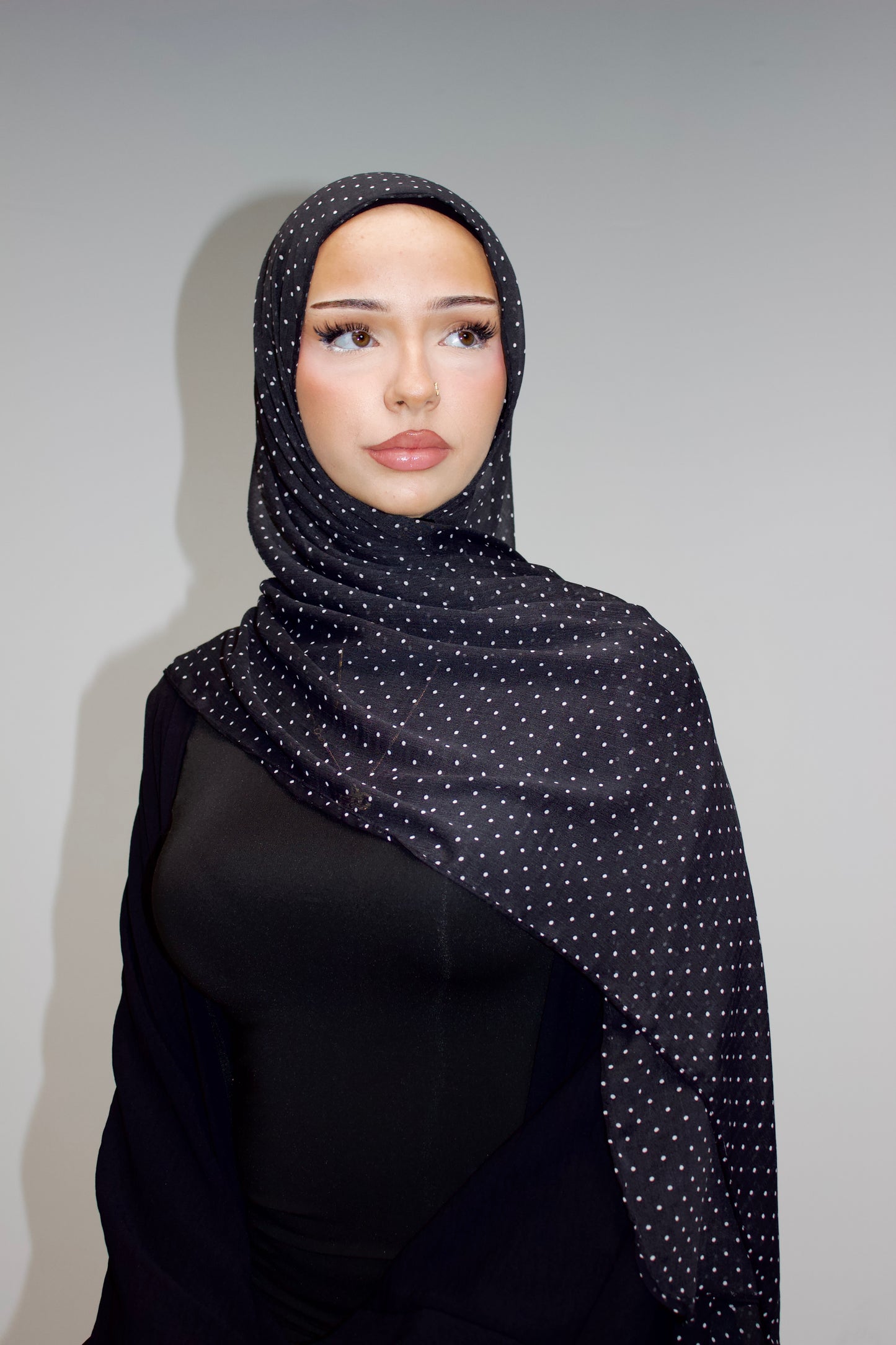 Polka Dot Printed Chiffon Scarf