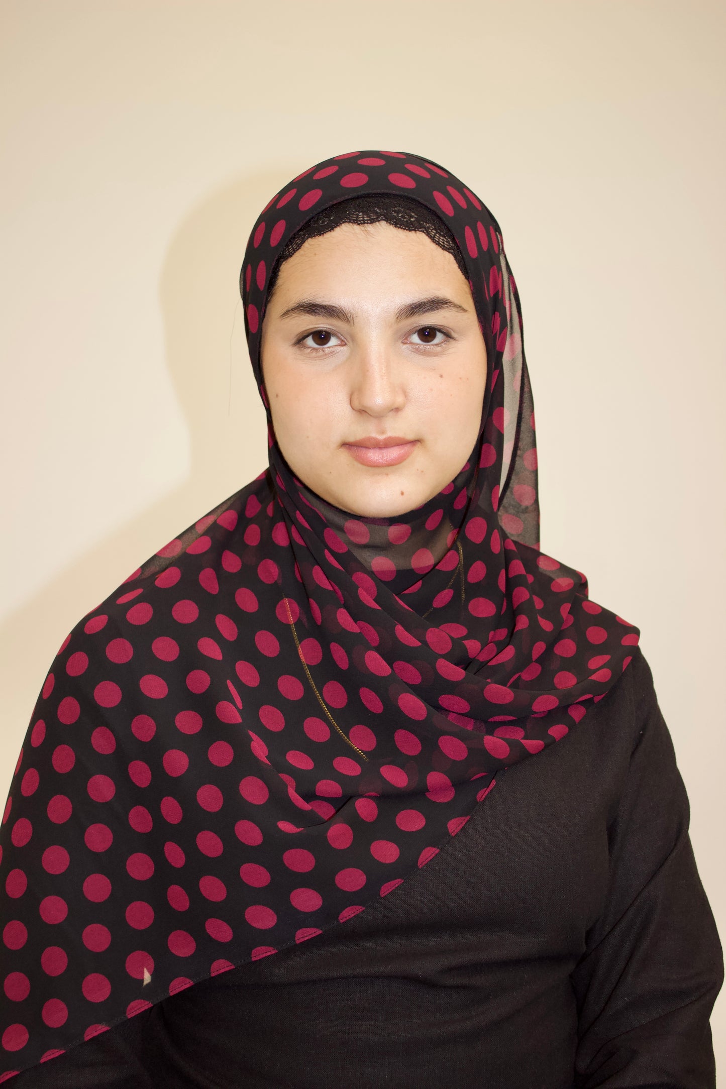 Burgundy Polka Dot Chiffon Scarf