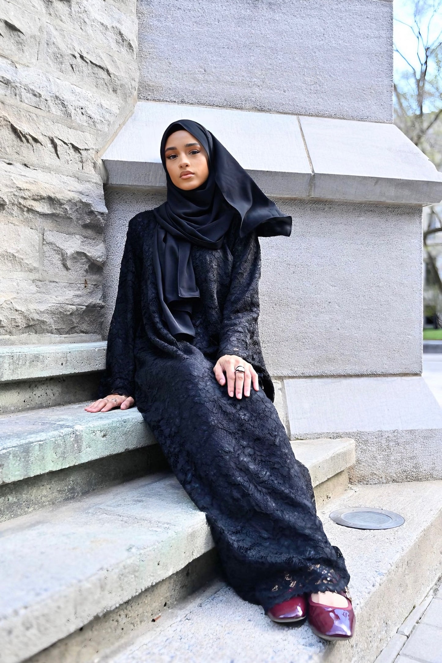 Black Lace Abaya