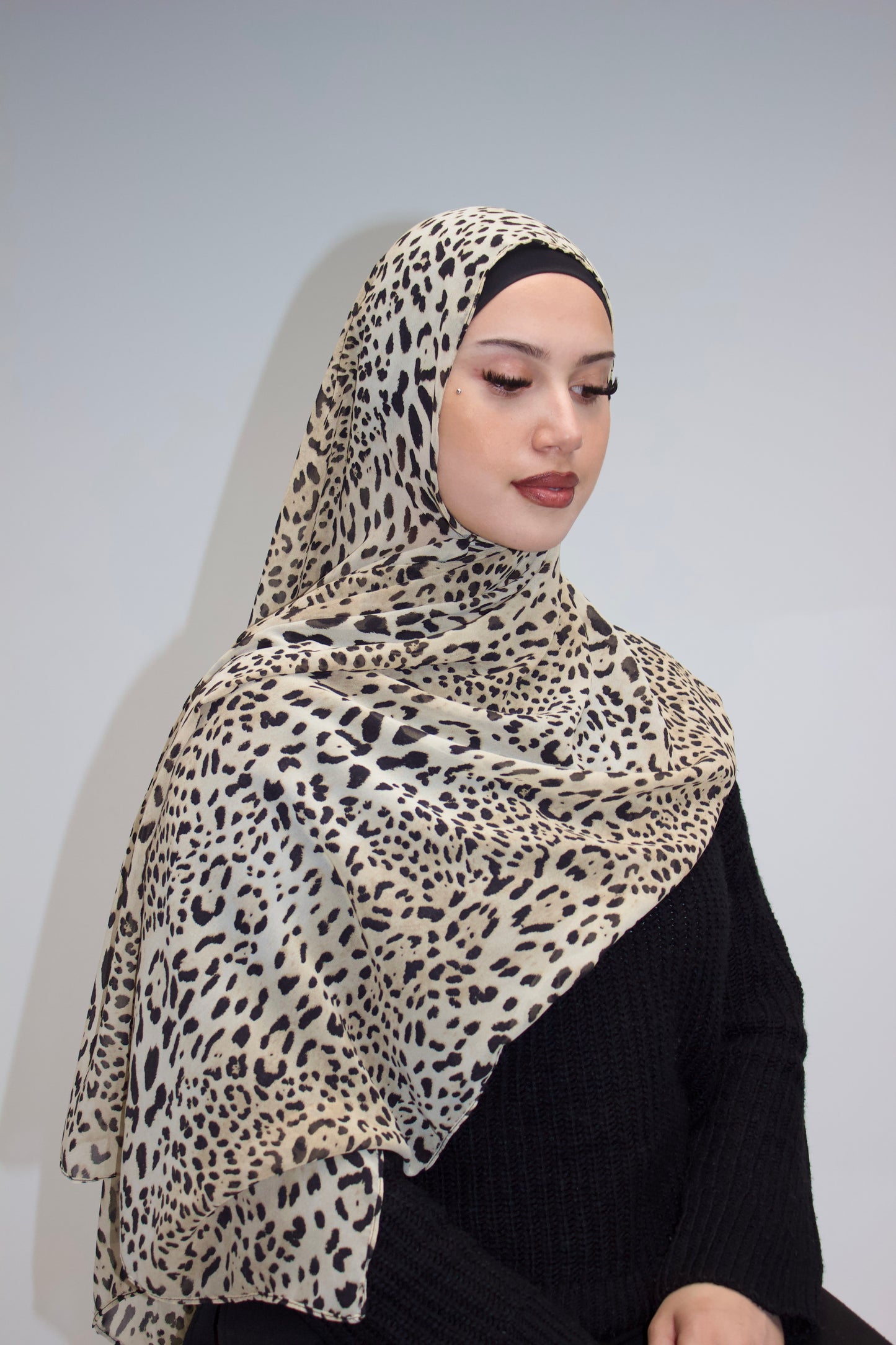 Cheetah Print Chiffon Scarf
