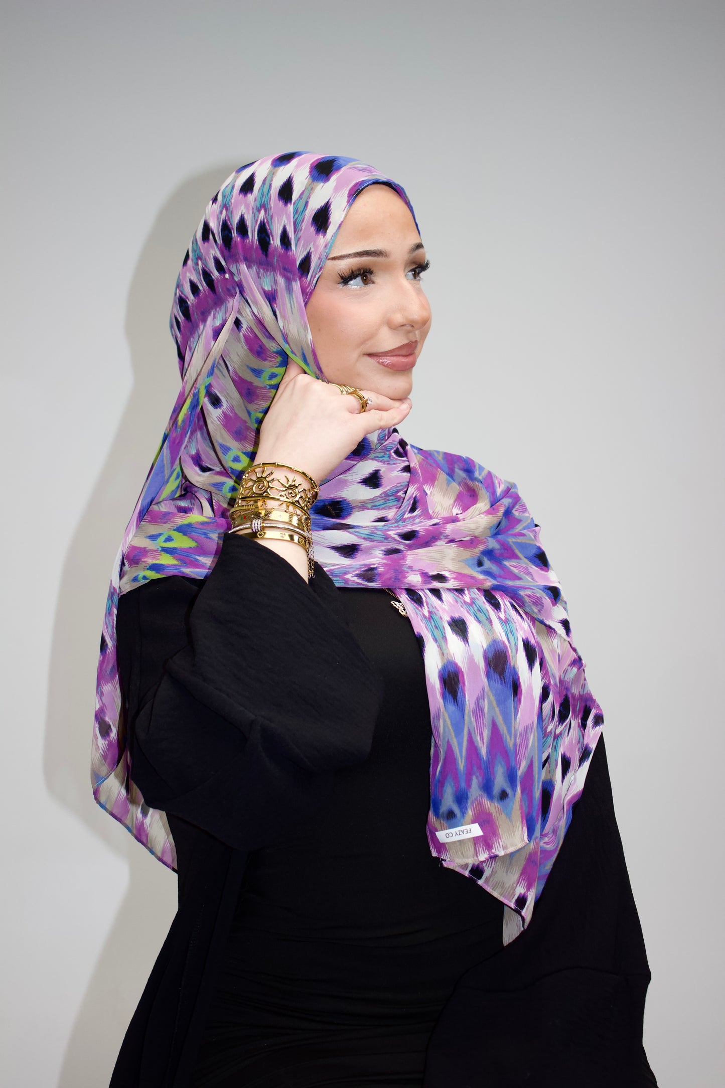 Peacock Printed Chiffon Scarf