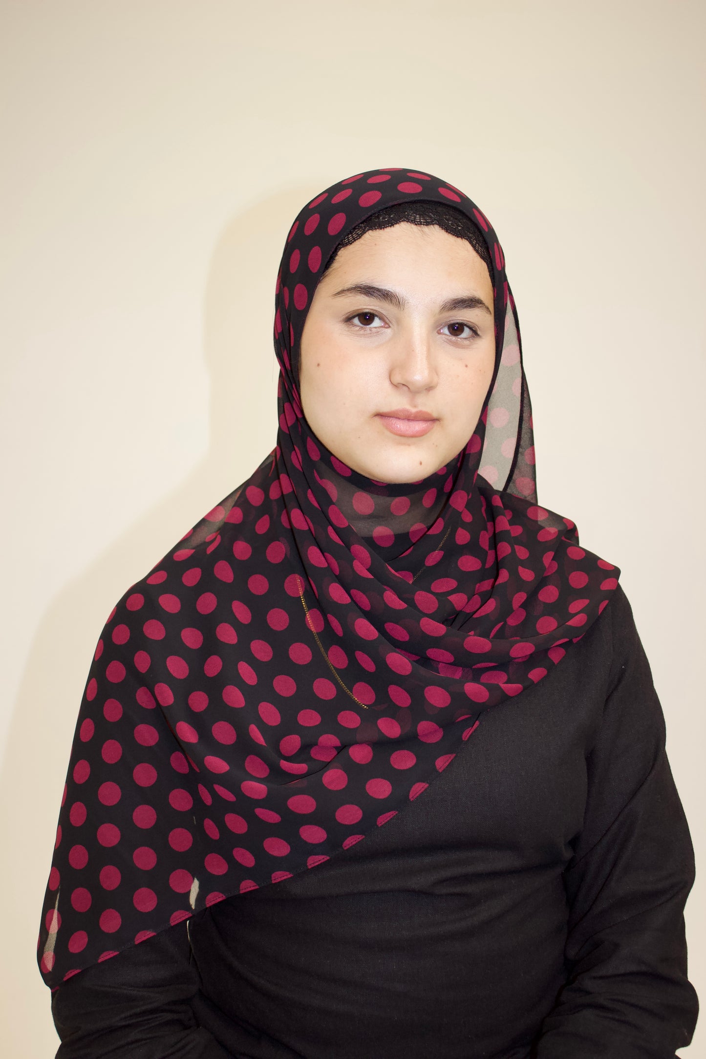 Burgundy Polka Dot Chiffon Scarf