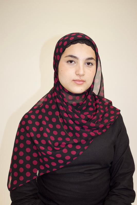 Burgundy Polka Dot Chiffon Scarf