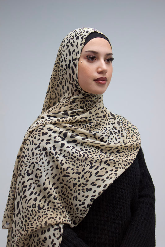 Cheetah Print Chiffon Scarf