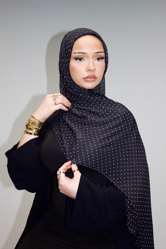 Polka Dot Printed Chiffon Scarf