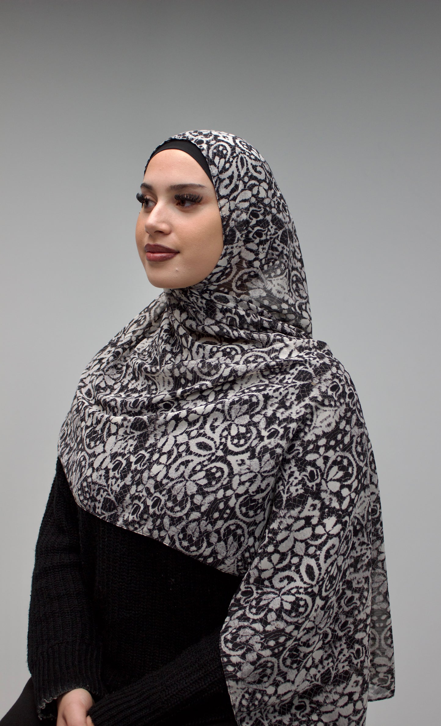 Grey Chiffon Cheetah Scarf
