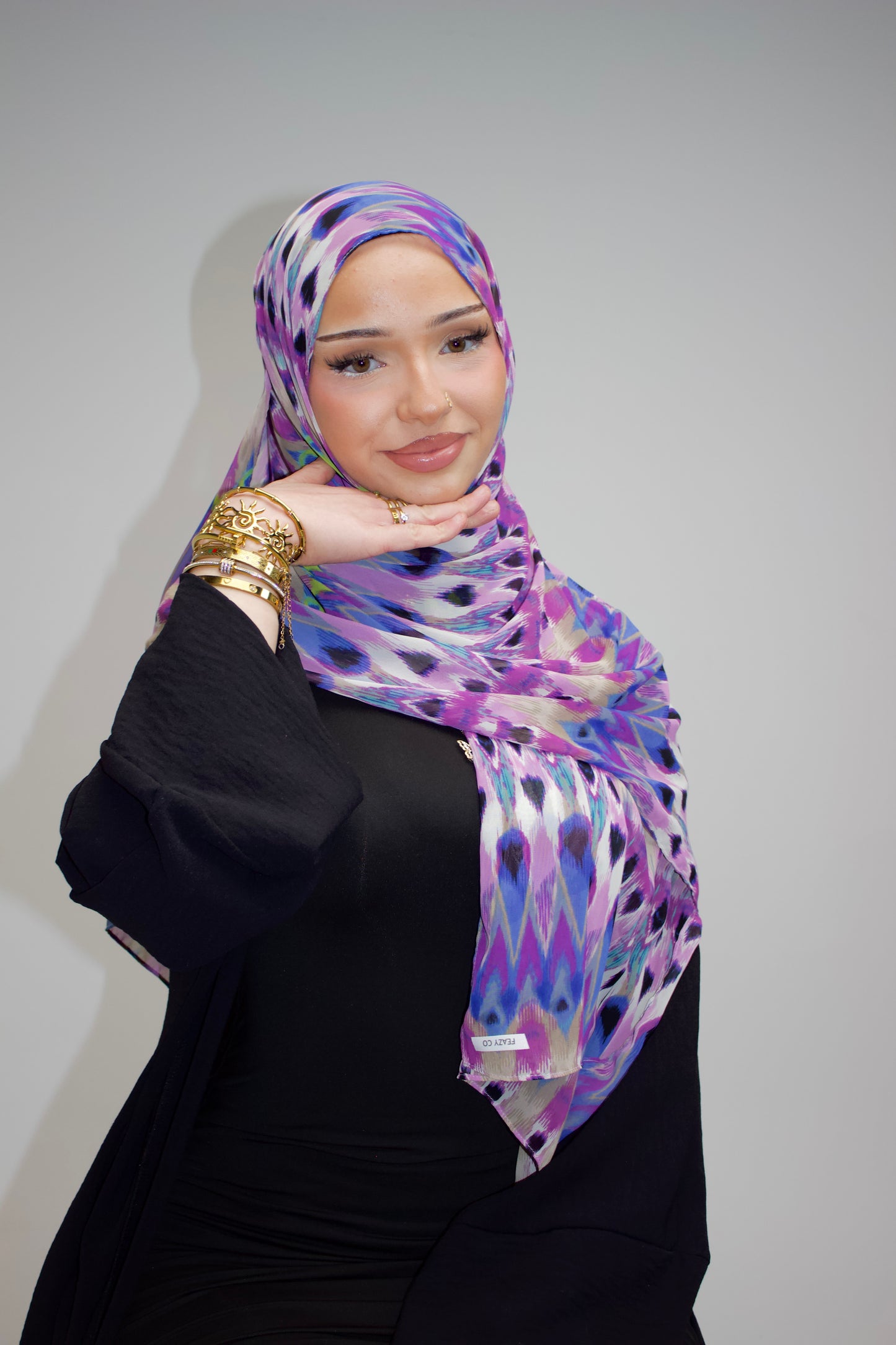 Peacock Printed Chiffon Scarf