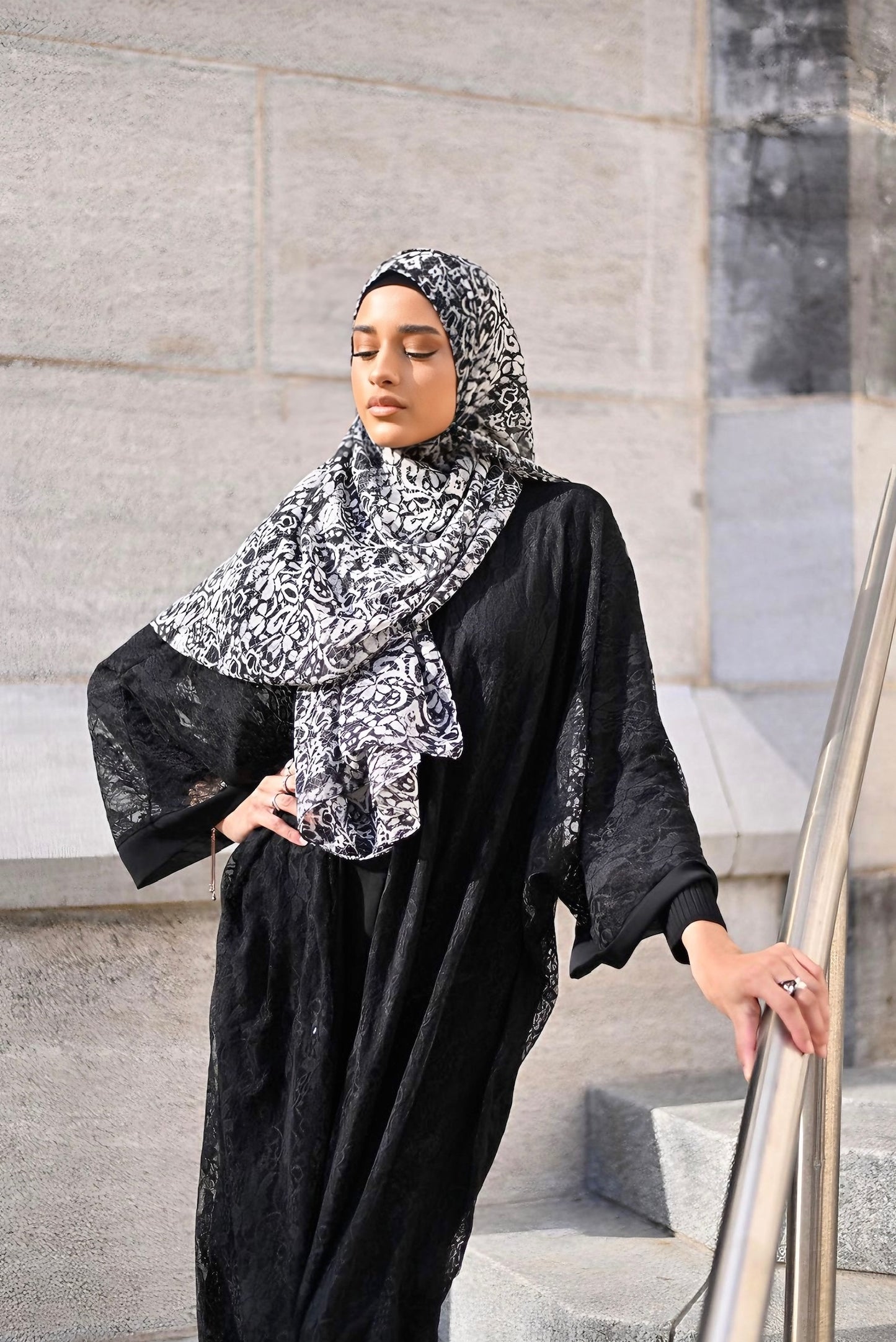 “Grey Mandella” Chiffon Scarf