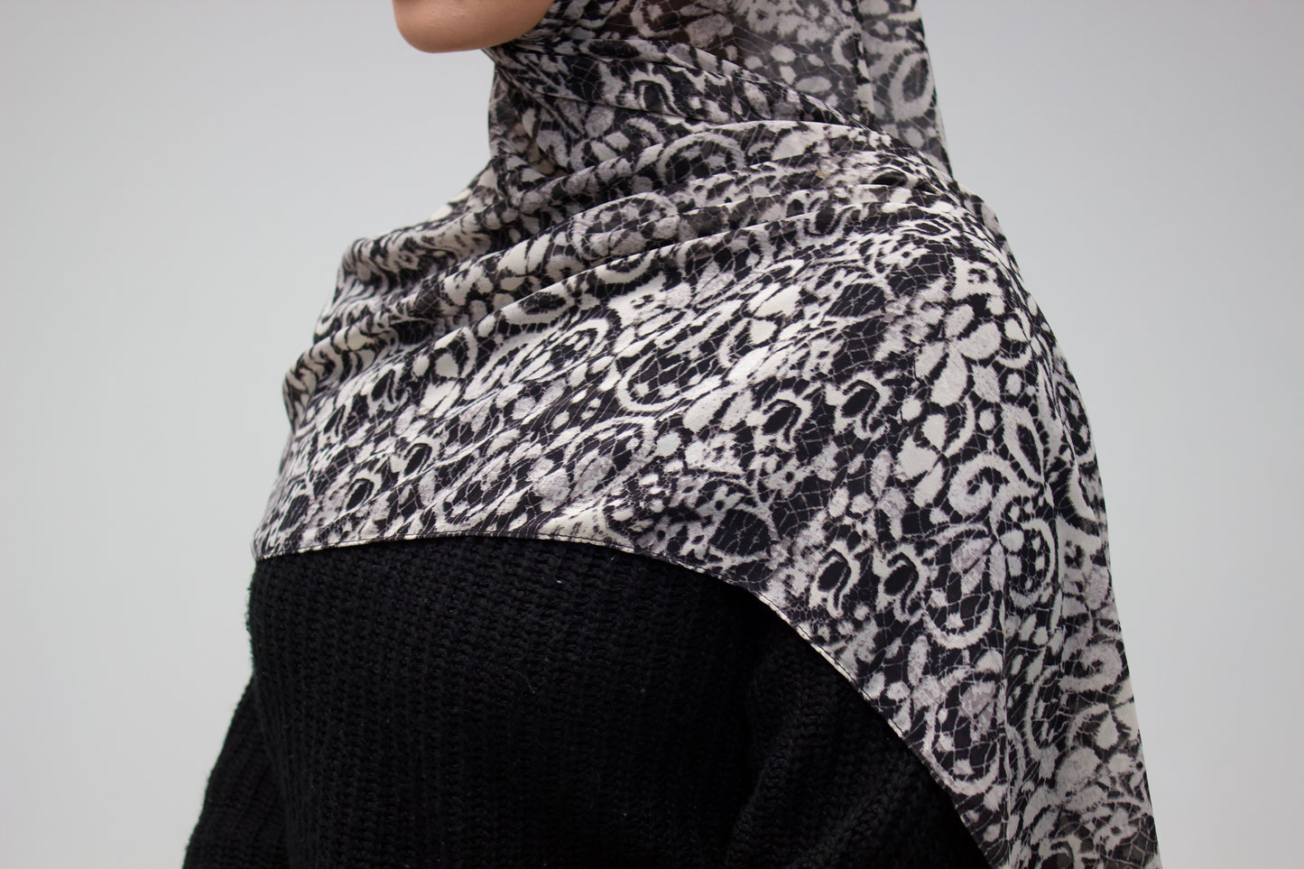 Grey Chiffon Cheetah Scarf