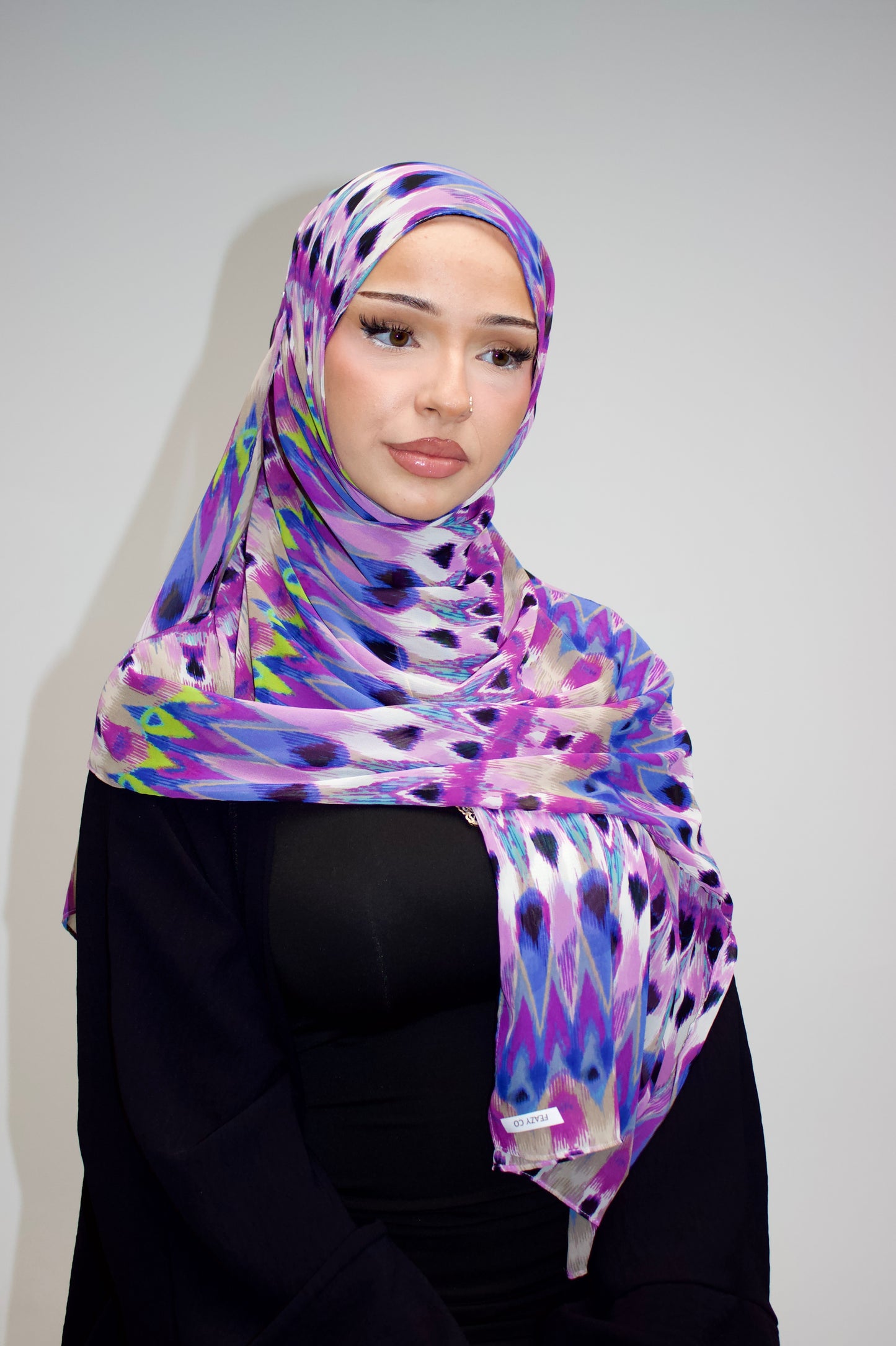 Peacock Printed Chiffon Scarf