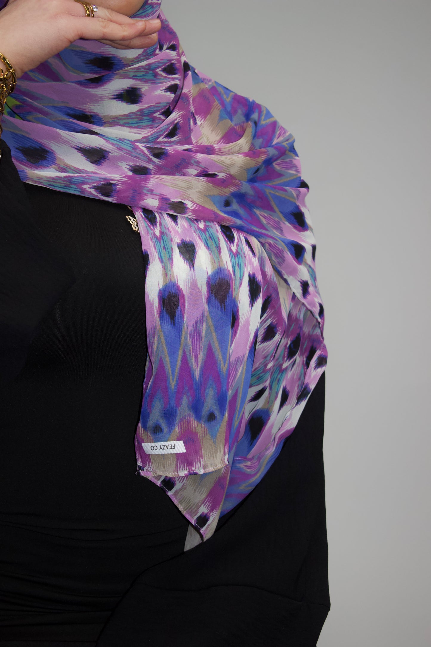 Peacock Printed Chiffon Scarf
