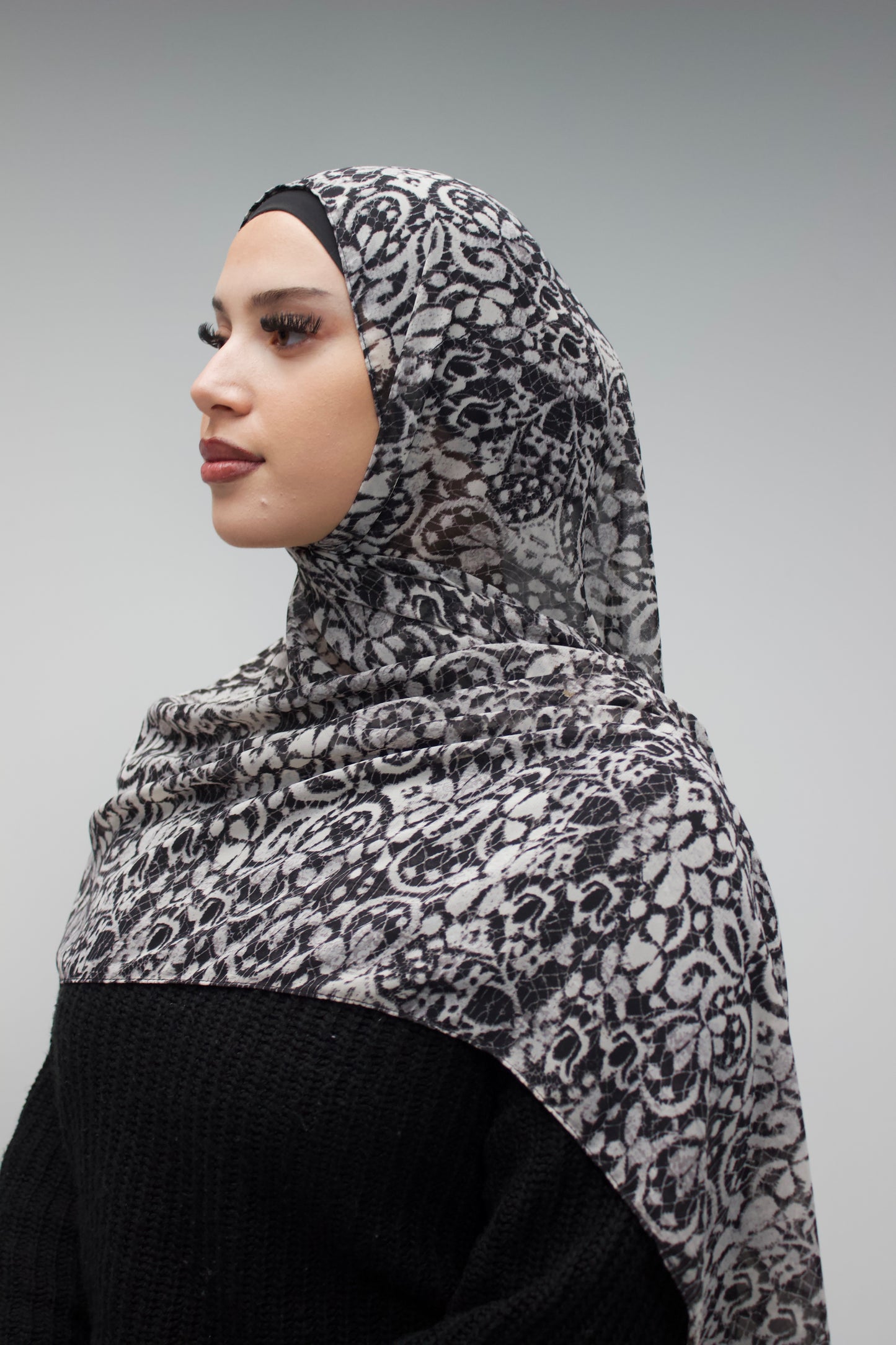 Grey Chiffon Cheetah Scarf