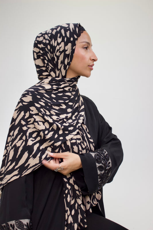 Beige Cheetah Print Premium Jersey Scarf