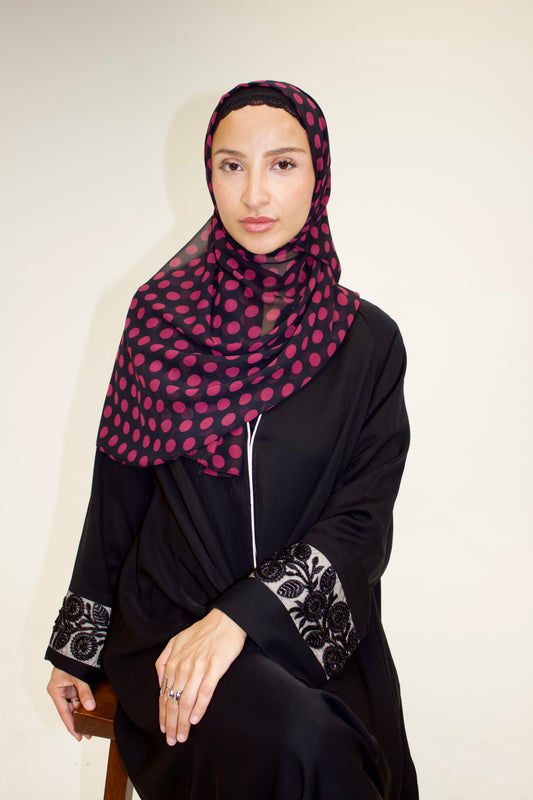 Burgundy Polka Dot Chiffon Scarf