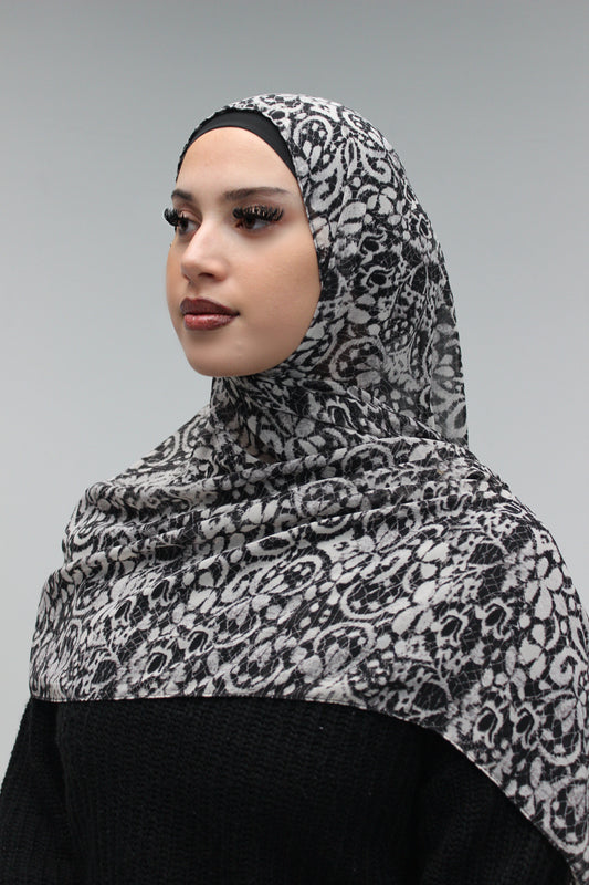 “Grey Mandella” Chiffon Scarf
