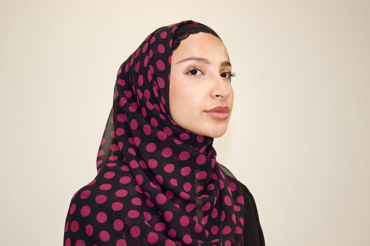 Burgundy Polka Dot Chiffon Scarf