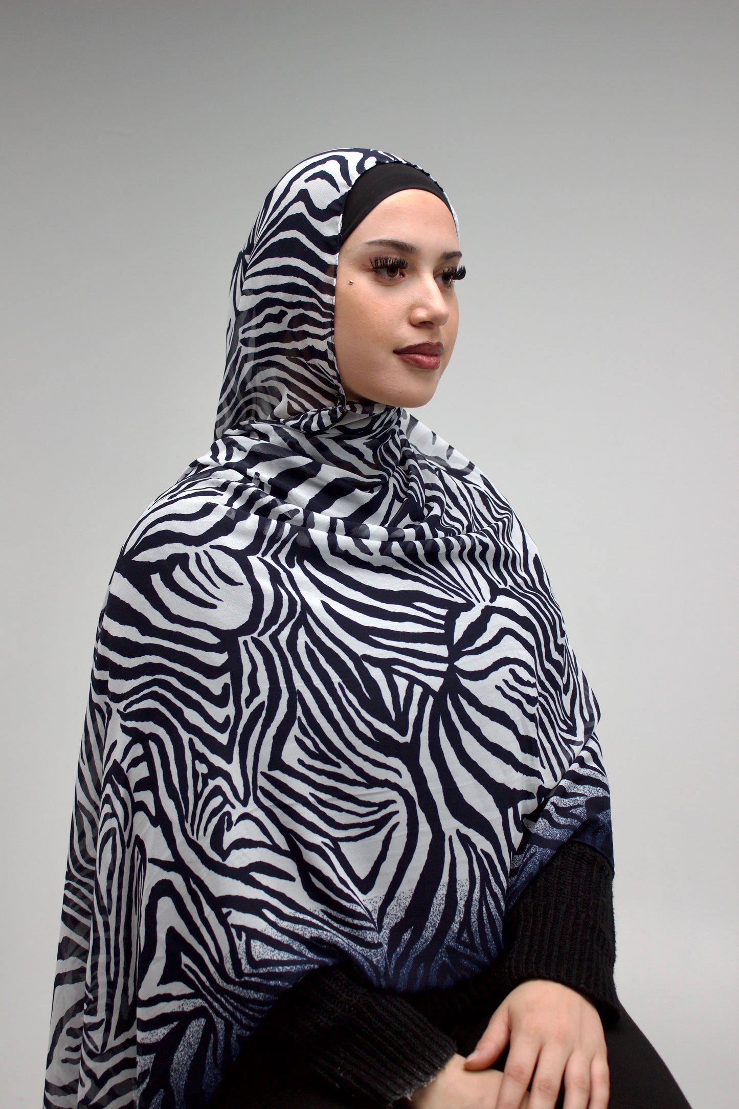 Zebra Printed Chiffon Scarf