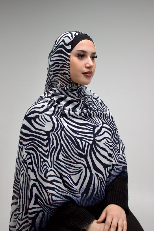 Zebra Printed Chiffon Scarf
