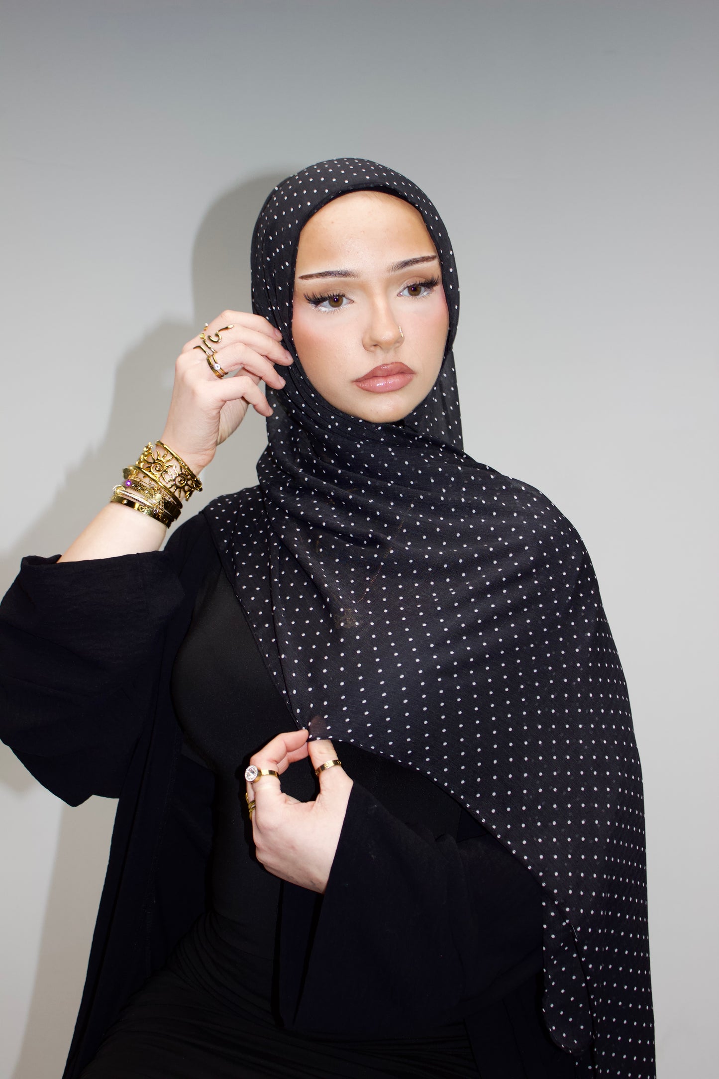 Polka Dot Printed Chiffon Scarf