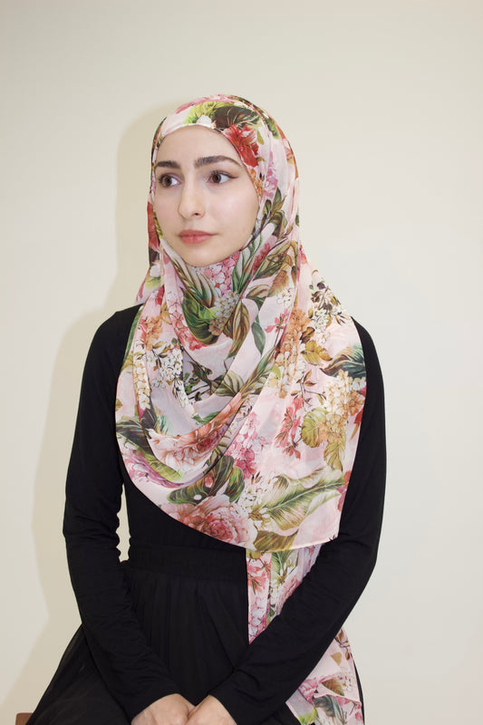 Pink Cottage Chiffon Scarf