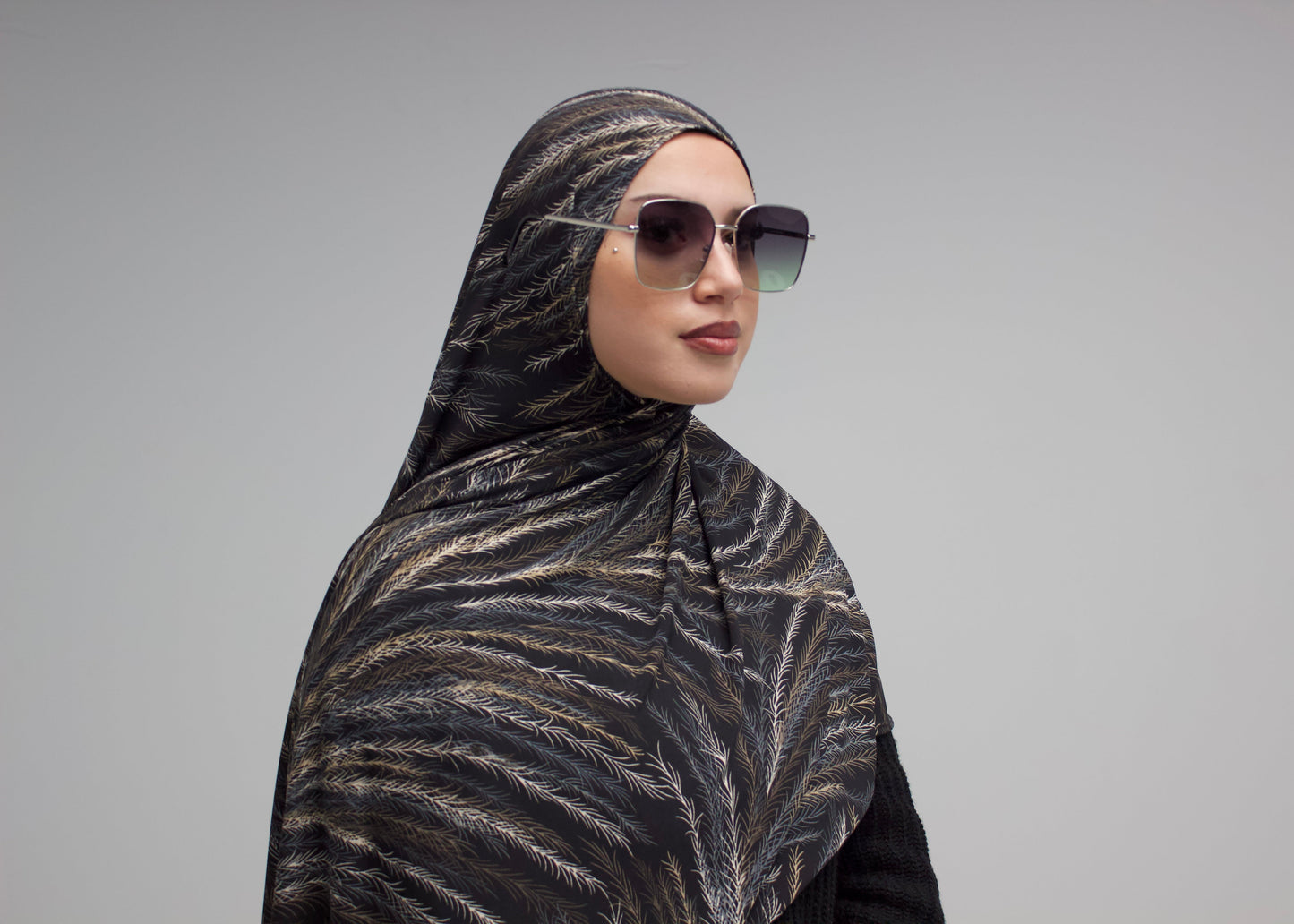 “Neutral Sage” Printed Jersey Scarf