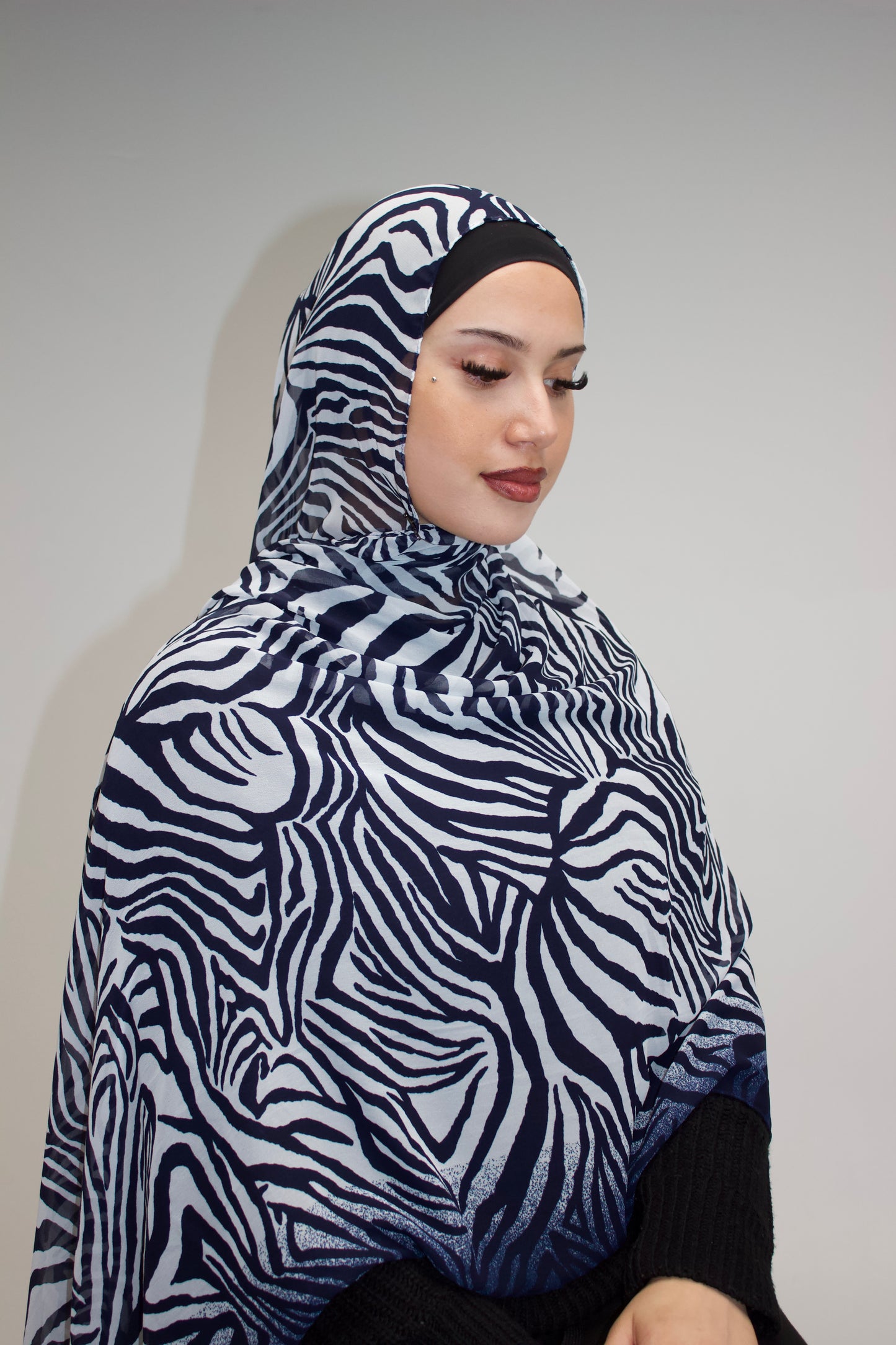 Zebra Printed Chiffon Scarf