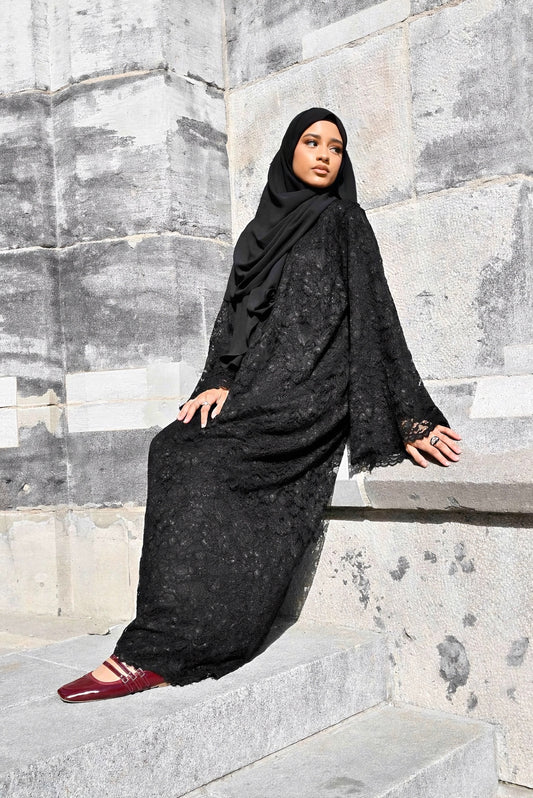 Black Lace Abaya
