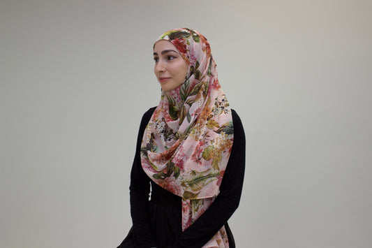Pink Cottage Chiffon Scarf