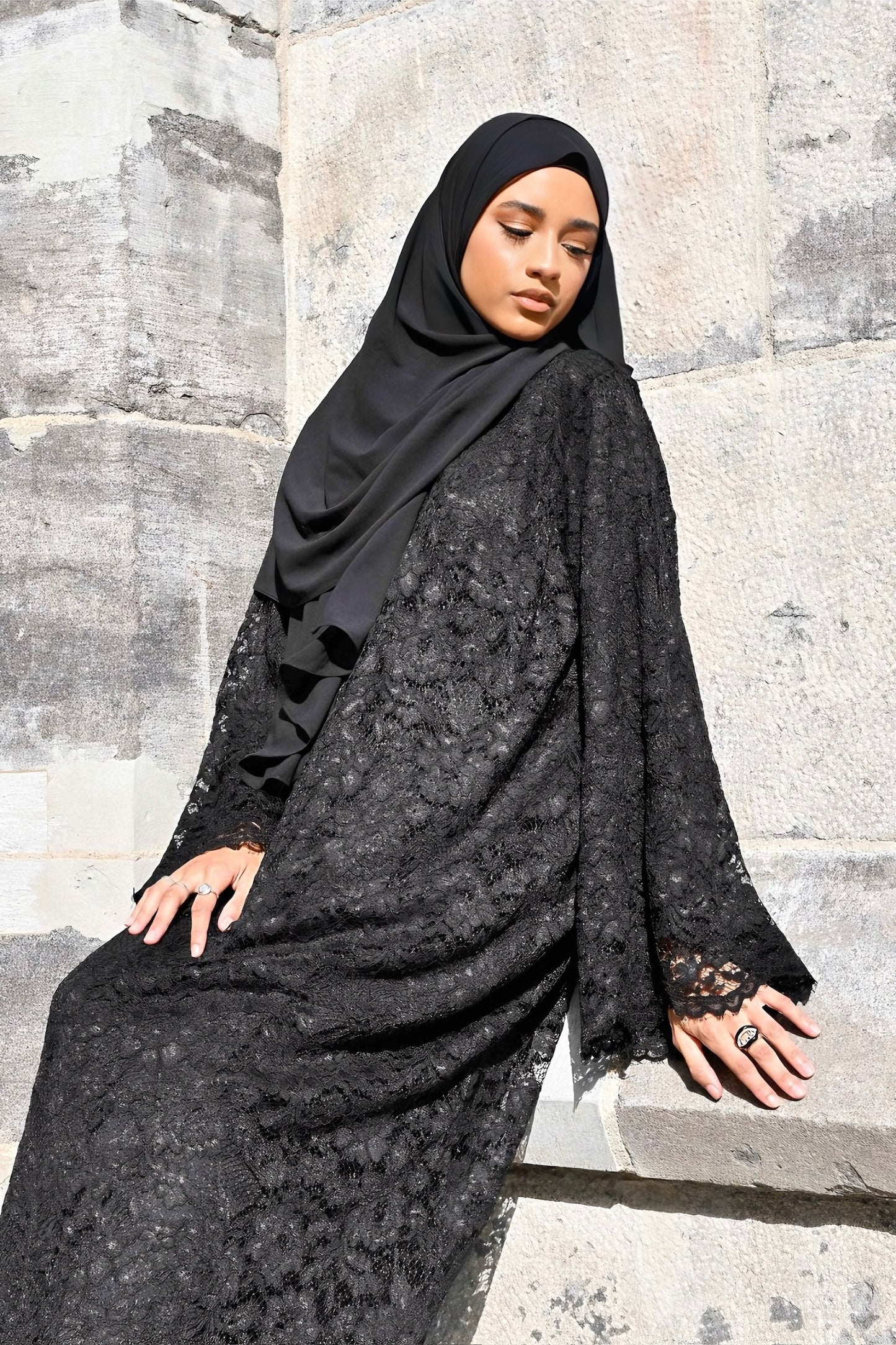 Black Lace Abaya
