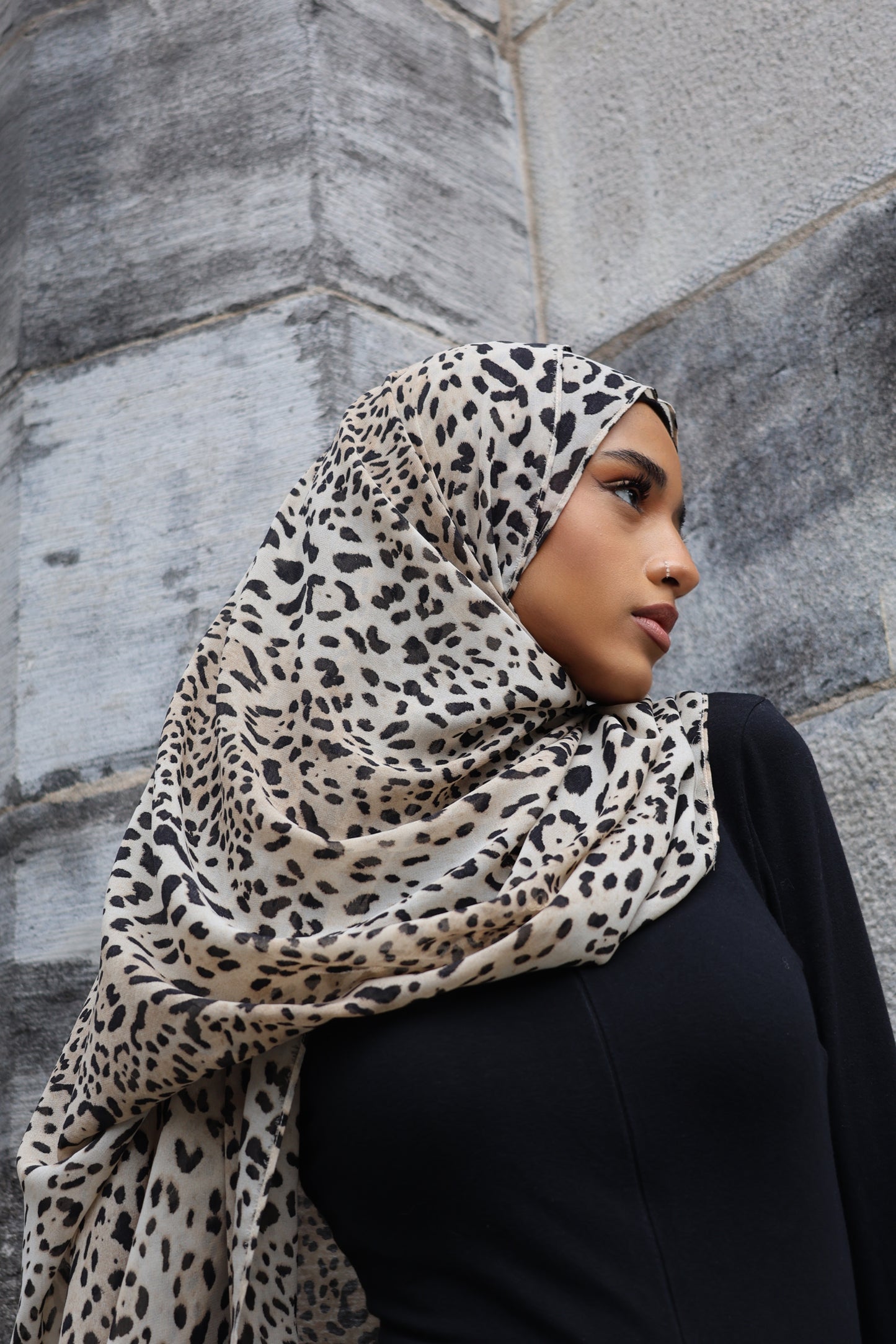 Cheetah Print Chiffon Scarf