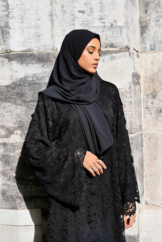 Black Lace Abaya